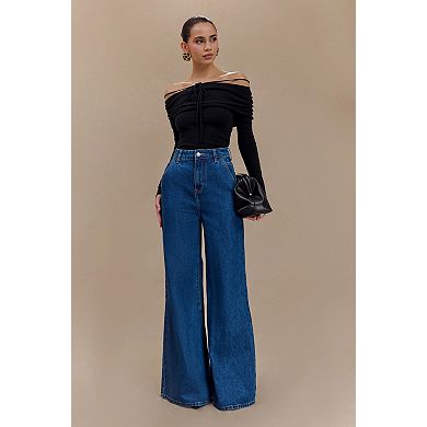 Women's High Waist Loose Wide Leg Baggy Jeans