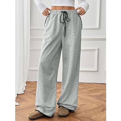 Women's Baggy Sweatpants Drawstring Waist Wide Leg Loose Casual Long Pants