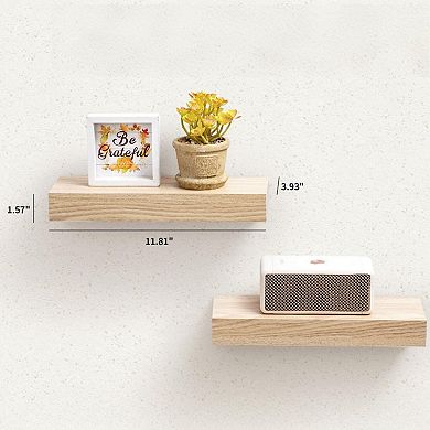 Maple Floating Wall Shelves with Invisible Brackets for Home Storage & Decor