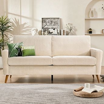Maxspeed 68" Loveseat Sofa Couch, Mid-Century Modern Loveseat Comfy Sofa with Spring Cushion