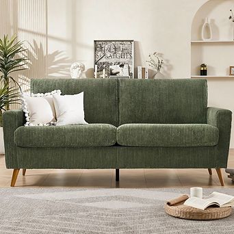 Maxspeed 68" Loveseat Sofa Couch, Mid-Century Modern Loveseat Comfy Sofa with Spring Cushion