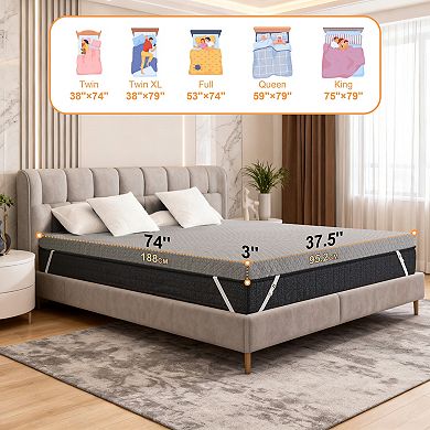 Maxspeed Extra Firm Memory Foam Mattress Topper with Non-Slip Design