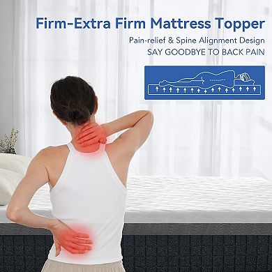 Maxspeed 4-Inch Extra Firm Mattress Topper, Dual-Sided Foam with Washable Cover