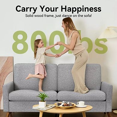 Maxspeed 68" Loveseat Sofa, Upholstered Couch with Memory Foam Cushion, Mid-Century Modern