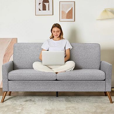 Maxspeed 68" Loveseat Sofa, Upholstered Couch with Memory Foam Cushion, Mid-Century Modern