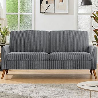 Maxspeed 68" Loveseat Sofa, Upholstered Couch with Memory Foam Cushion, Mid-Century Modern