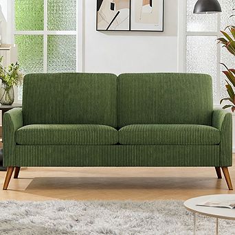 Maxspeed 68" Loveseat Sofa, Upholstered Couch with Memory Foam Cushion, Mid-Century Modern