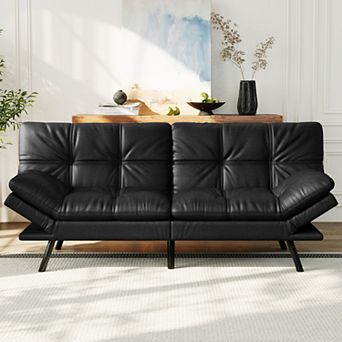 Maxspeed Convertible Futon Sofa Bed Faux Leather Memory Foam Folding Couch