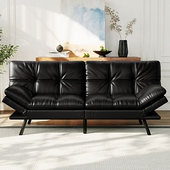 Maxspeed Convertible Futon Sofa Bed Faux Leather Memory Foam Folding Couch