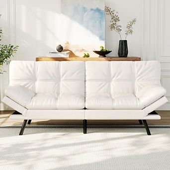 Maxspeed Convertible Futon Sofa Bed Faux Leather Memory Foam Folding Couch