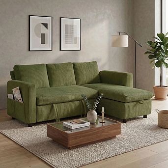 Maxspeed Sleeper Sofa- 2 in 1 Pull Out Couch Bed with Storage Living Room,Corduroy Couch with USB