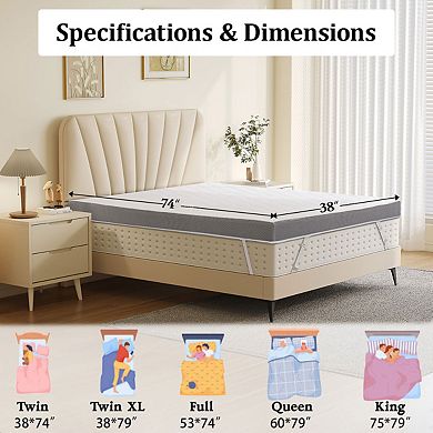 Maxspeed 3-Inch Extra Firm High-Density Foam Mattress Topper with Washable Cover
