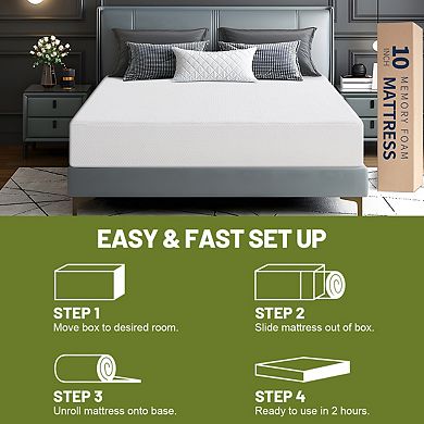 Maxspeed Extra Firm Memory Foam Mattress 10 Inch with Cooling Green Tea & Gel, Double-Sided