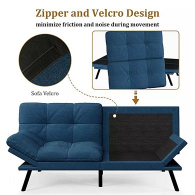 Maxspeed 71" Convertible Futon Sofa Bed, Modern Futon Couch with Adjustable Backrest & Armrest