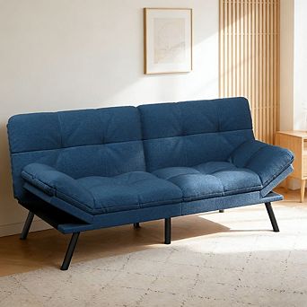 Maxspeed 71" Convertible Futon Sofa Bed, Modern Futon Couch with Adjustable Backrest & Armrest