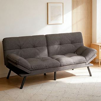 Maxspeed 71" Convertible Futon Sofa Bed, Modern Futon Couch with Adjustable Backrest & Armrest