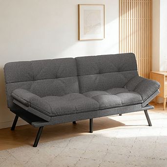 Maxspeed 71" Convertible Futon Sofa Bed, Modern Futon Couch with Adjustable Backrest & Armrest