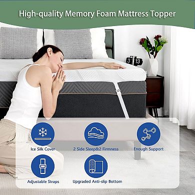 Maxspeed 3" Extra Firm Cooling Gel Memory Foam Mattress Topper with Removable Cover