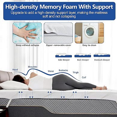 Maxspeed 3" Extra Firm Cooling Gel Memory Foam Mattress Topper with Removable Cover