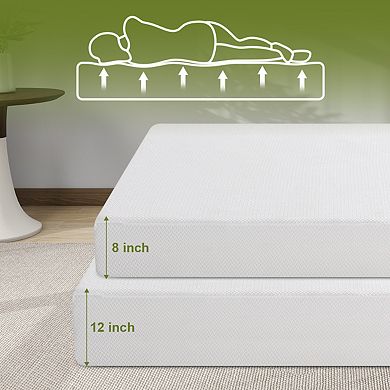 Maxspeed Extra Firm Memory Foam Mattress 8 Inch with Cooling Green Tea & Gel, Double-Sided