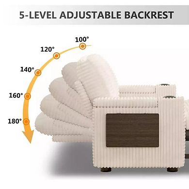 Maxspeed 65.5" 4-in-1 Corduroy Sleeper Sofa Bed Couch with Adjustable Backrests, USB, Cup Holders