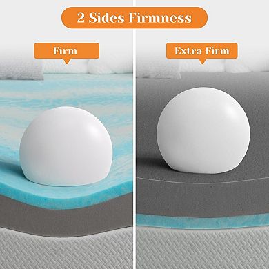 Maxspeed 3" Firm to Extra Firm Memory Foam Mattress Topper with Cooling Gel