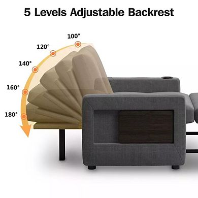 Maxspeed 42.5" 3-in-1 Convertible Sleeper Chair Bed Pull Out Sofa Bed with USB Charging Ports