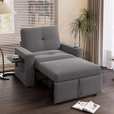 Maxspeed 42.5" 3-in-1 Convertible Sleeper Chair Bed Pull Out Sofa Bed with USB Charging Ports