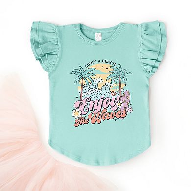 Life's A Beach Wave - Flutter Sleeve Graphic T-Shirt