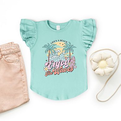 Life's A Beach Wave - Flutter Sleeve Graphic T-Shirt