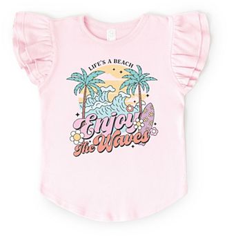 Life's A Beach Wave - Flutter Sleeve Graphic T-Shirt