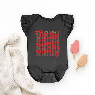 Sweet Summer Time Cherries Coquette - Baby Flutter Sleeve Bodysuit