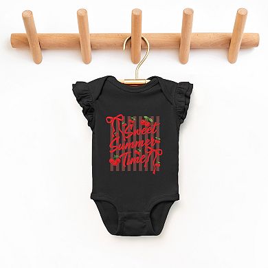 Sweet Summer Time Cherries Coquette - Baby Flutter Sleeve Bodysuit