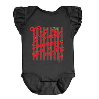 Sweet Summer Time Cherries Coquette - Baby Flutter Sleeve Bodysuit
