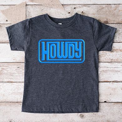 Howdy Square Puff Print - Toddler Short Sleeve Graphic T-Shirt