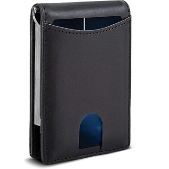 ZUQIETA Men's Genuine Leather RFID-Blocking Bifold Wallet - Slim Front Pocket with Money Clip