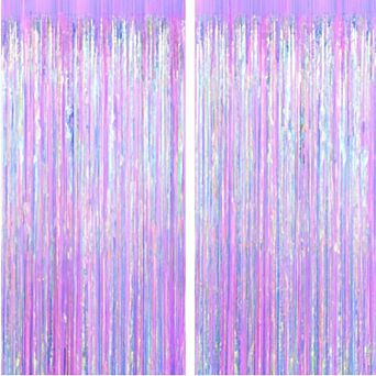 Shiny Metallic Tinsel Fringe Curtains 2 pc for Party Photo Booth Decorations