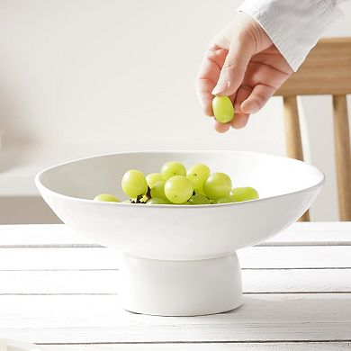 10" Ceramic Fruit Bowl with Stand: Modern Decor for Kitchen Dining, Versatile for Fruits Snacks