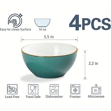 Cereal Bowls Set of 4 - Stylish, Versatile, Durable - Microwave & Dishwasher Safe