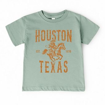 Houston Texas Cowboy Distressed - Toddler Short Sleeve Graphic T-Shirt