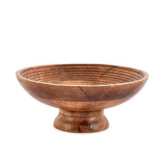 Handmade Mango Wood Fruit Bowl - Decor Serving Tray for Home (12" x 12" x 5")