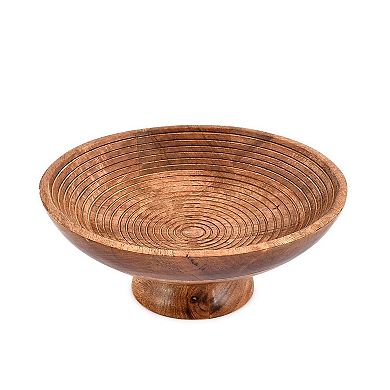 Handmade Mango Wood Fruit Bowl - Decor Serving Tray for Home (12" x 12" x 5")