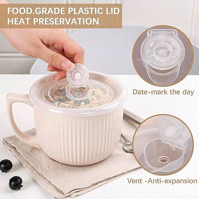 Large Deep Soup Bowls Set with Handles for Coffee, Cereal, Soup, Salad, Ice Cream, Pasta