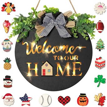 Interchangeable Welcome Sign: 17 Seasonal Icons for Home Decor - All Seasons Holidays