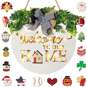 Interchangeable Welcome Sign: 17 Seasonal Icons for Home Decor - All Seasons Holidays