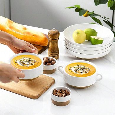 Stoneware Soup Bowls with Dual Handles for Everyday Use