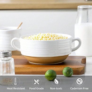 Stoneware Soup Bowls with Dual Handles for Everyday Use