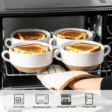 Stoneware Soup Bowls with Dual Handles for Everyday Use