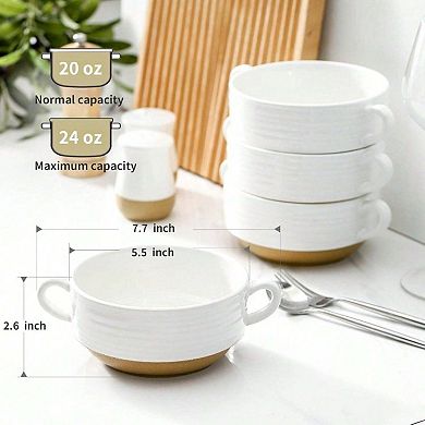 Stoneware Soup Bowls with Dual Handles for Everyday Use