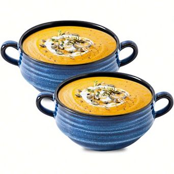 Stoneware Soup Bowls with Dual Handles for Everyday Use